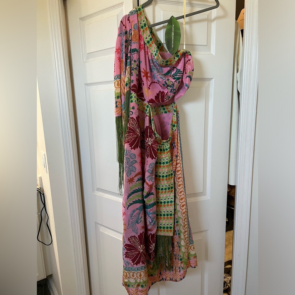 NWT farm Rio pink and green dress size medium